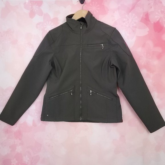 SPYDER Grey Fresh Air Plush Fleece Lined Black Softshell 142256 Jacket S - Picture 1 of 4